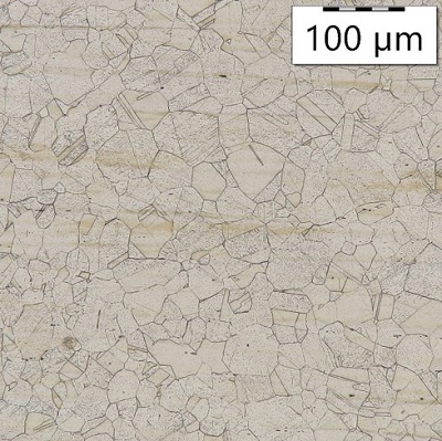 Mikrostruktura stali austenitycznej A213TP347 wg ASTM 