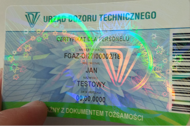wzór certyfikatu awers