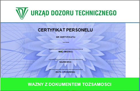 wzór certyfikatu personelu urządzenia chłodnicze, klimatyzacyjne, pompy ciepła awers