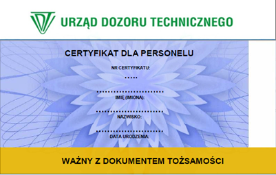 wzór certyfikatu personelu rozpuszczalniki awers